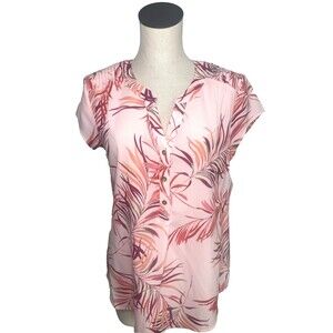 NWT Croft & Barrow Floral V-Neck Blouse Women's Size S Short Sleeves